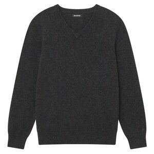 Naadam Men's The Original Cashmere brushed V-Neck Charcoal Sweater. XL